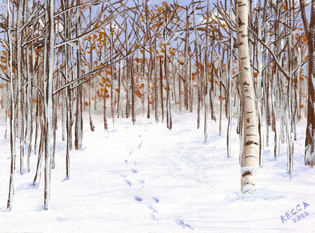 Acrylic Painting of Winter in Tioga by Phyllis Recca