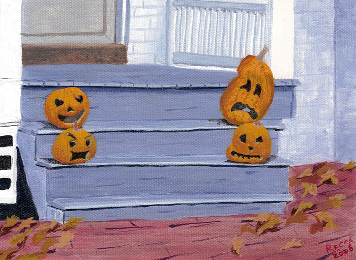 Acrylic Painting of Pumpkins by Phyllis Recca