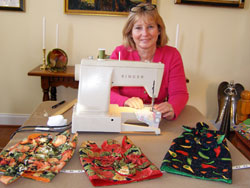 Phyllis Recca at her sewing machine